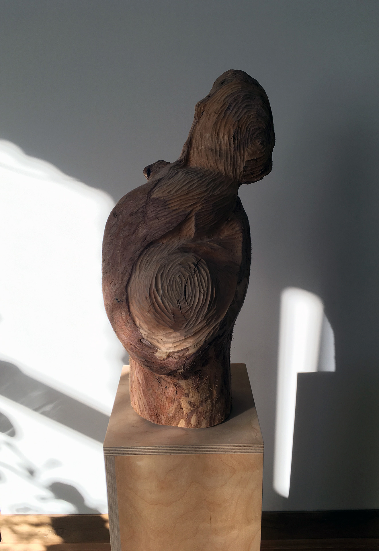 photograph of a wooden sculpture-(c)an vanderhoydonck