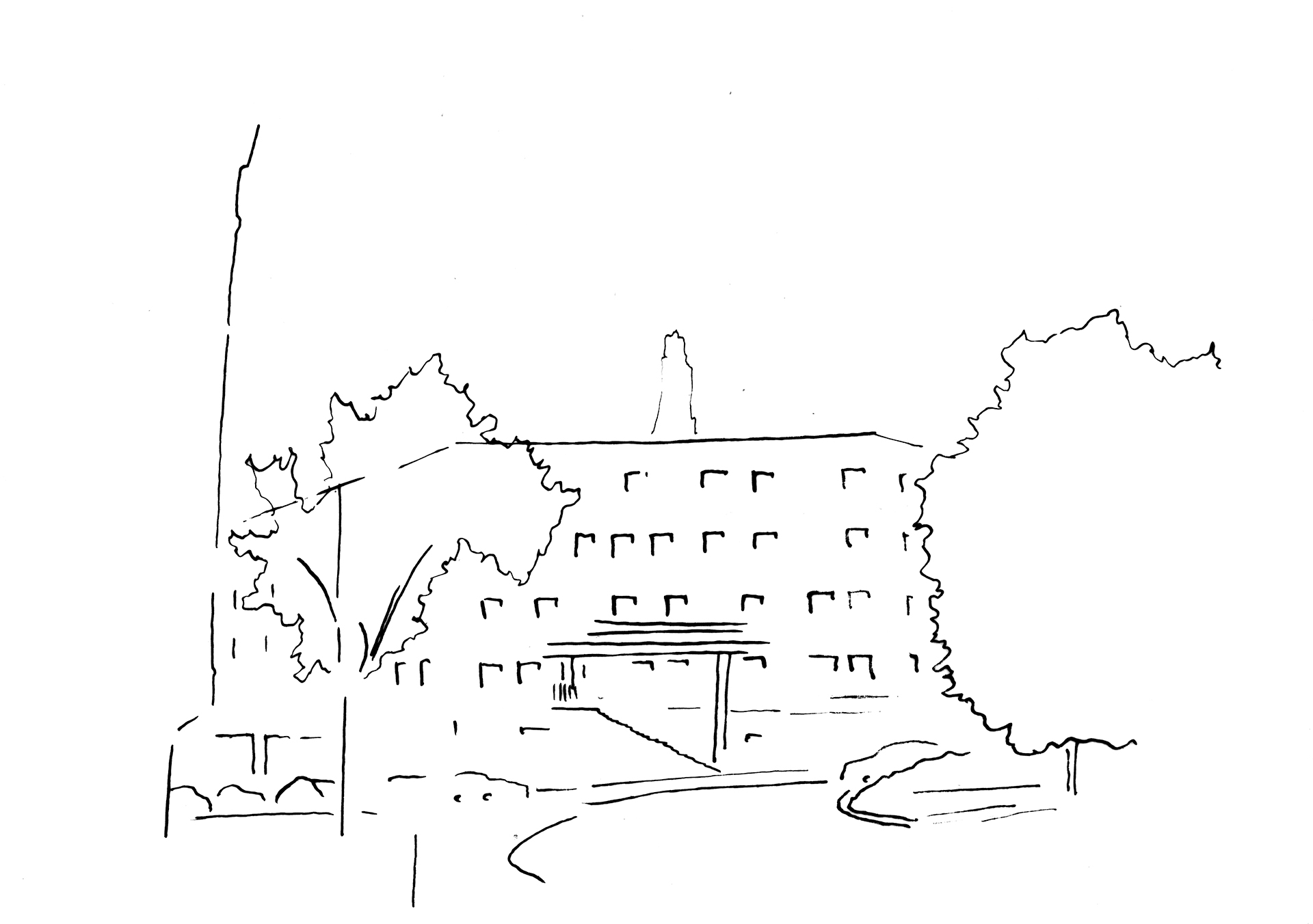 sketch of a former university building-(c)an vanderhoydonck